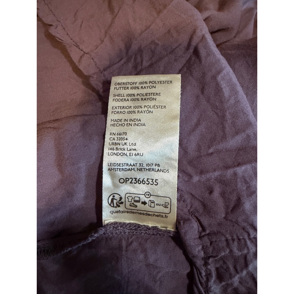 Pilcro Anthropologie Womens 2X Smocked Button Down Ruffle Hem Mini Dress Plum - Picture 5 of 8